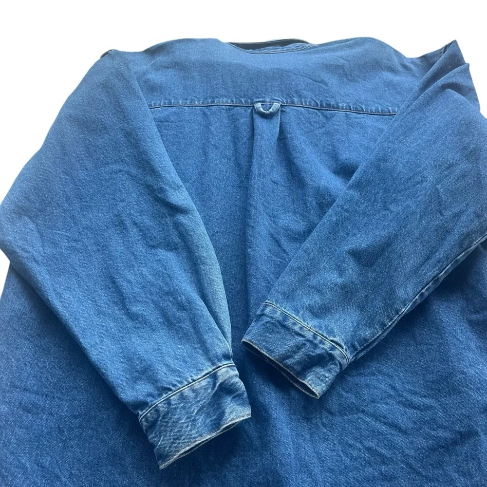 Lock Up Denim Mens XXL Med Wash Denim Button Front Long Sleeve Jean Shirt Jacket